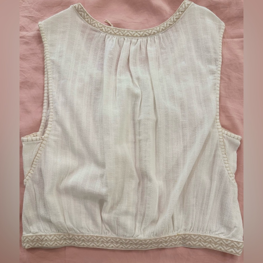 Faherty Isla Embroidered Sleeveless Top, Egert Cream, Organic Cotton, Size Small - Picture 6 of 11